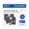 Brother TZe Standard Adhesive Laminated Labeling Tape, 0.35" x 26.2 ft, Black on White, PK2, 2PK TZE2212PK